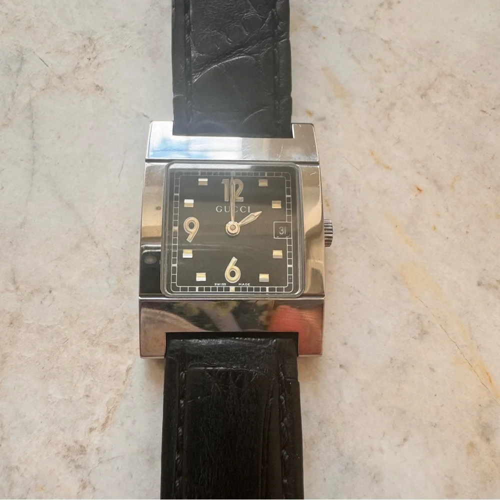Gucci Black Leather Watch